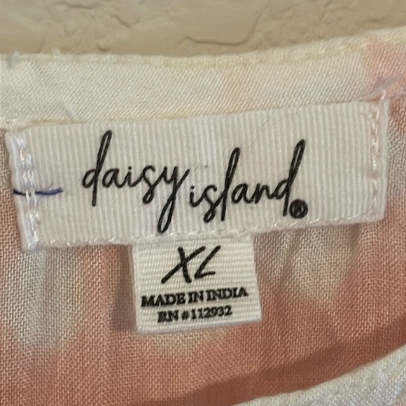 Daisy Island Wonens Swing Dress XL Pink & Grey Tie Dye Floral Embroidered Boho - Picture 8 of 13